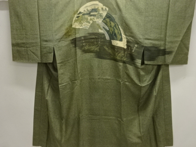 JAPANESE KIMONO / ANTIQUE MENS JUBAN / SILK / MANSION SCENERY